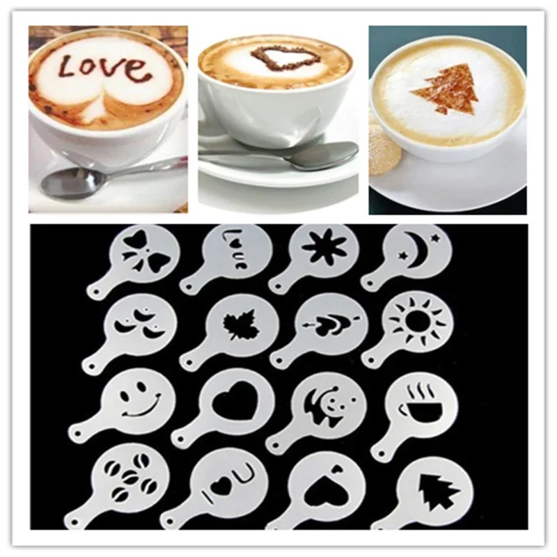 Coffee Shop Equipment - 16 pçs/set molde de café latte